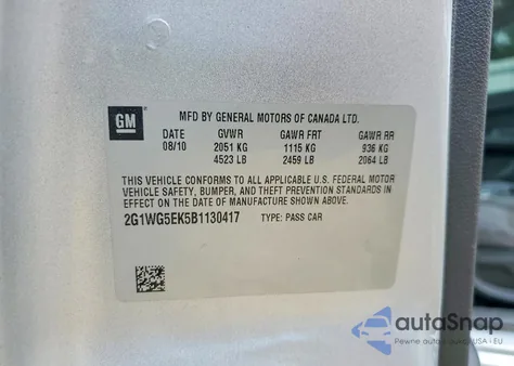 2011 Chevrolet Impala Lt z USA, uszkodzony, nr VIN 2G1WG5EK5B1130417